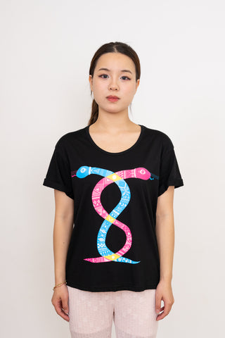 The Infinity Snakes of Time Women's Baroness Tee, Limited Edition Black / Fluro